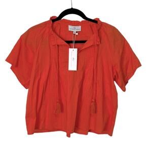 Never A Wallflower High Neck Top Fire Orange with tassels women’s size XS NWT